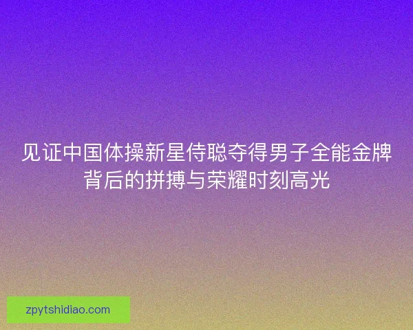 见证中国体操新星侍聪夺得男子全能金牌背后的拼搏与荣耀时刻高光
