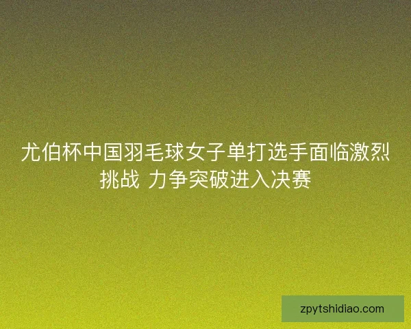 尤伯杯中国羽毛球女子单打选手面临激烈挑战 力争突破进入决赛