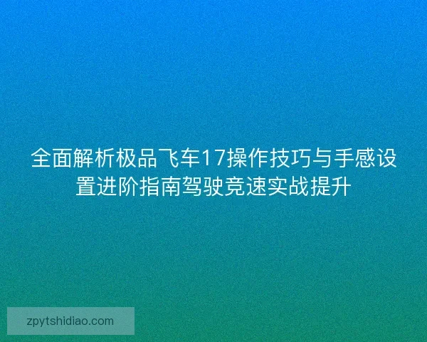 全面解析极品飞车17操作技巧与手感设置进阶指南驾驶竞速实战提升