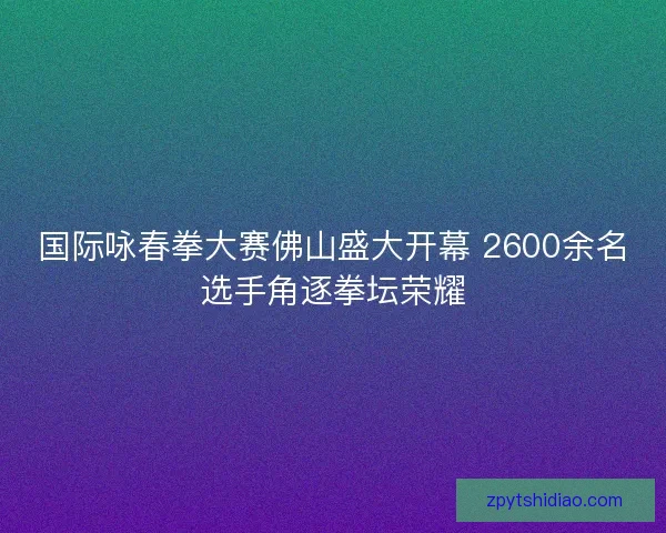 国际咏春拳大赛佛山盛大开幕 2600余名选手角逐拳坛荣耀